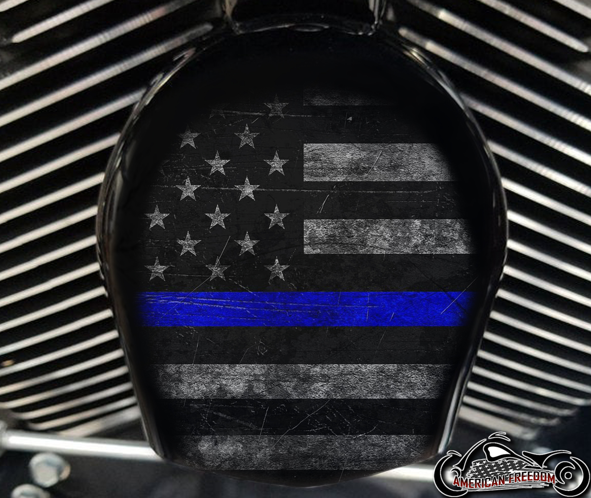 Custom Horn Cover - Weathered Thin Blue Line
